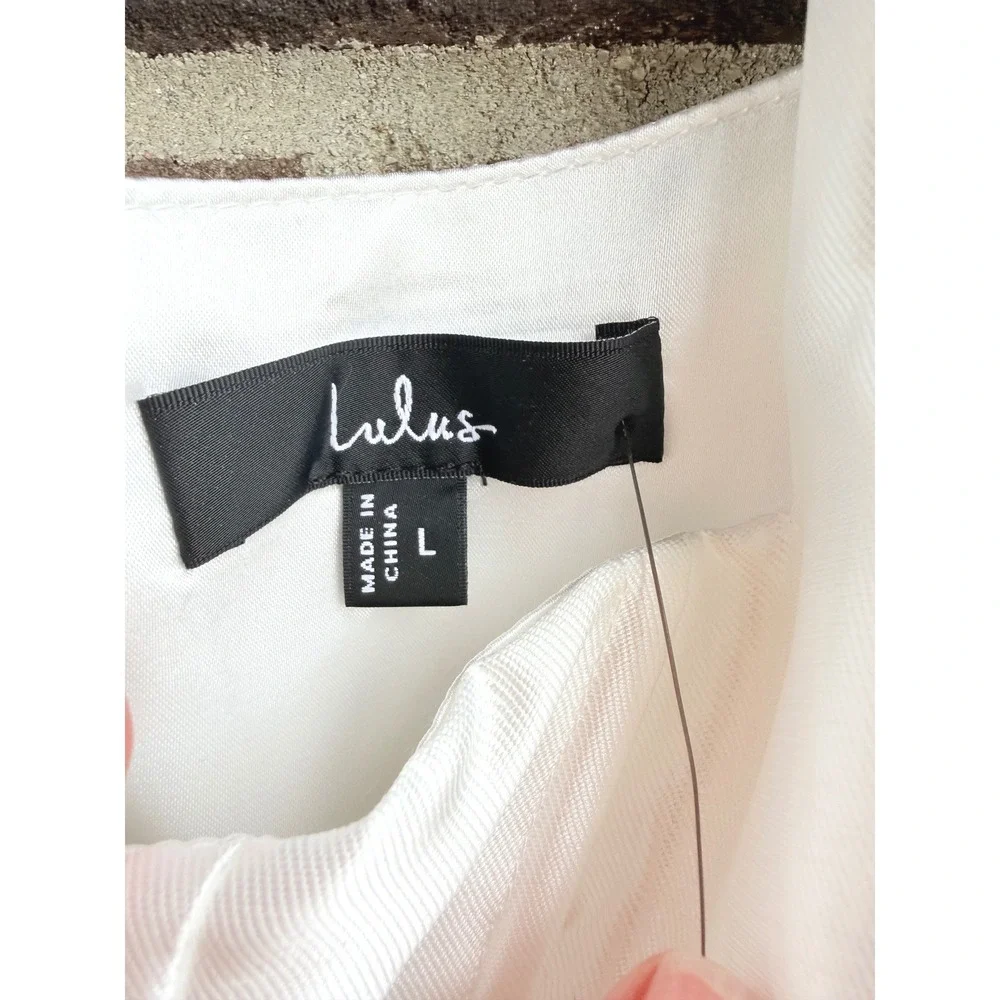 Lulus Impressed White Taffeta Bustier Basque Waist Mini Dress Womens L White
